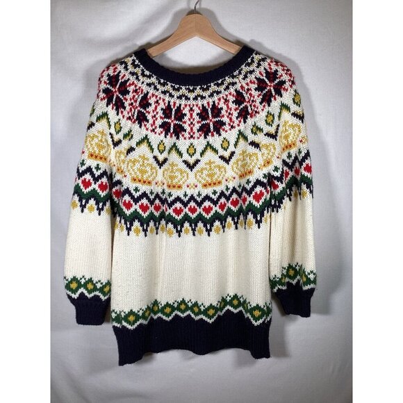 BREAD N BUTTER Fair Isle Sweater Hearts Crowns Preppy Petite - Picture 3 of 4